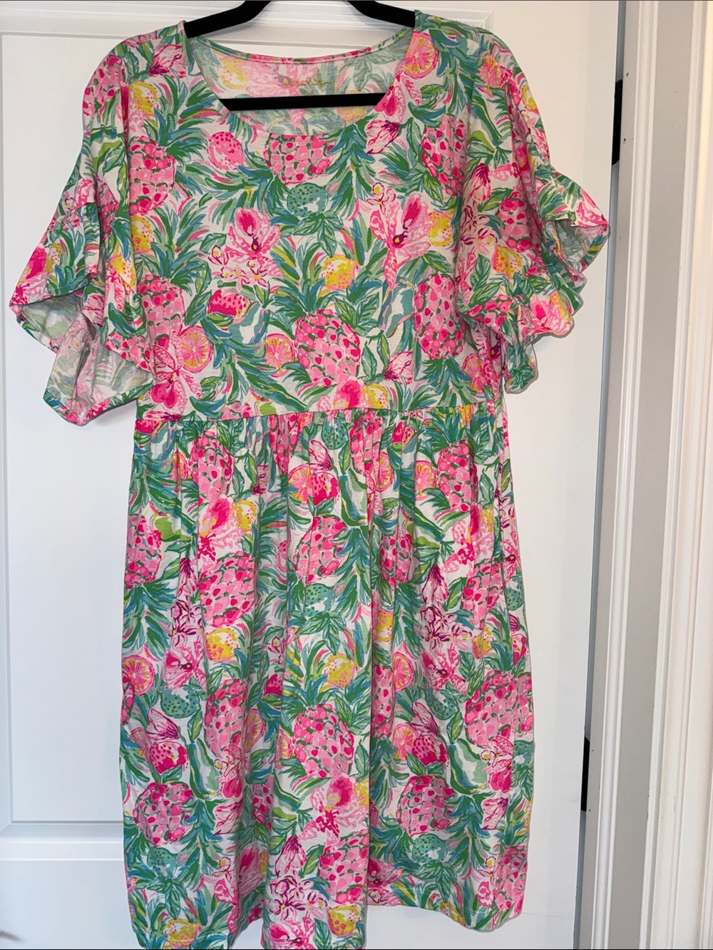 Lilly Pulitzer Pink, Green & Yellow Floral Casual Dress